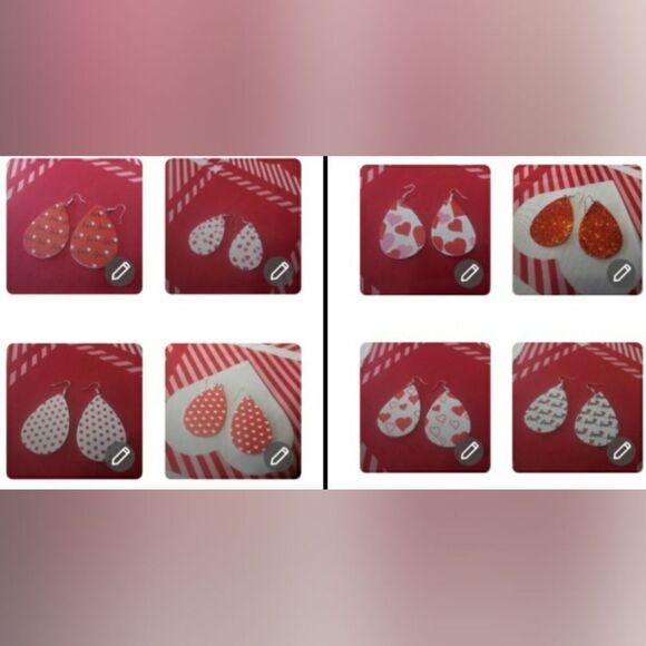 Pretty Leather Valentine Heart Themed Earrings - Your Choice of 2! - Picture 2 of 11